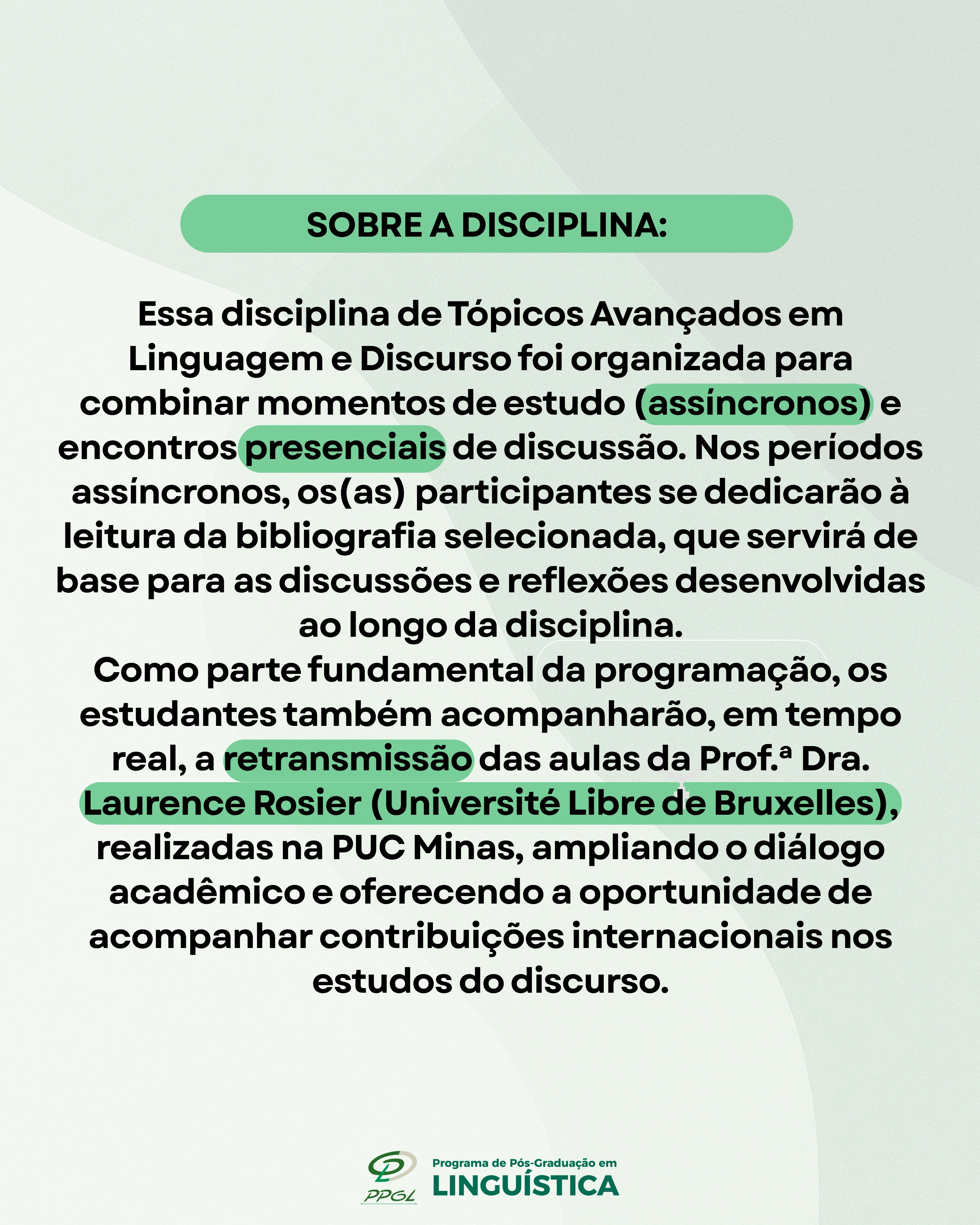 Disciplina Tópicos Avançados 2