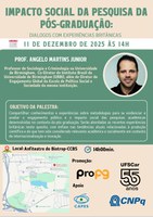 PALESTRA - IMPACTO SOCIAL DA PESQUISA DA PÓS-GRADUAÇÃO: DIÁLOGOS COM EXPERIÊNCIAS BRITÂNICAS