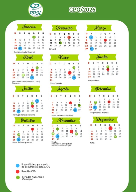 Calendário CPGL 2026
