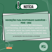 Inscrições para Doutorado Sanduíche - PDSE - 2026