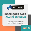 Inscrições para Aluno Especial PPGL 2024/2 Inscrições para Aluno Especial PPGL 2024/2