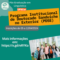 Inscrições para Doutorado Sanduíche - PDSE