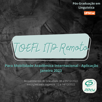 TOEFL ITP Remoto - Para Mobilidade Acadêmica Internacional - Aplicação Janeiro 2023
